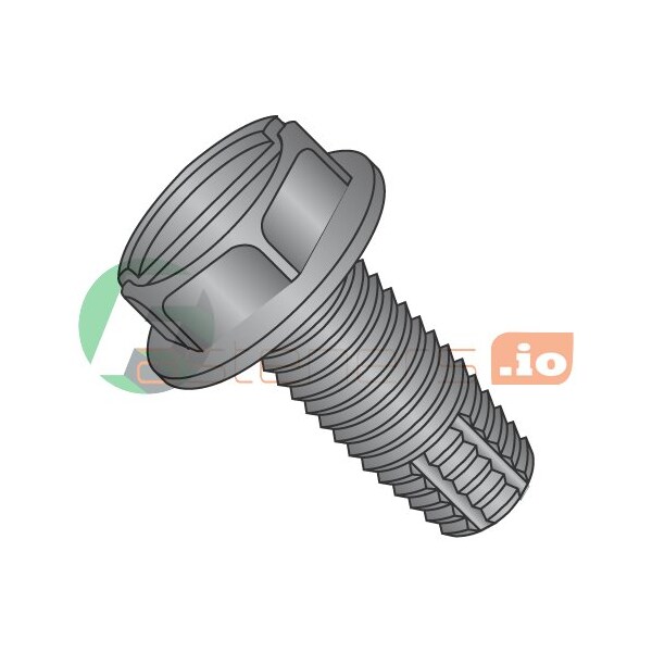 Newport Fasteners Thread Cutting Screw, #8-32 x 1/2 in, Black Oxide Steel Hex Head Slotted Drive, 10000 PK 427242 - main